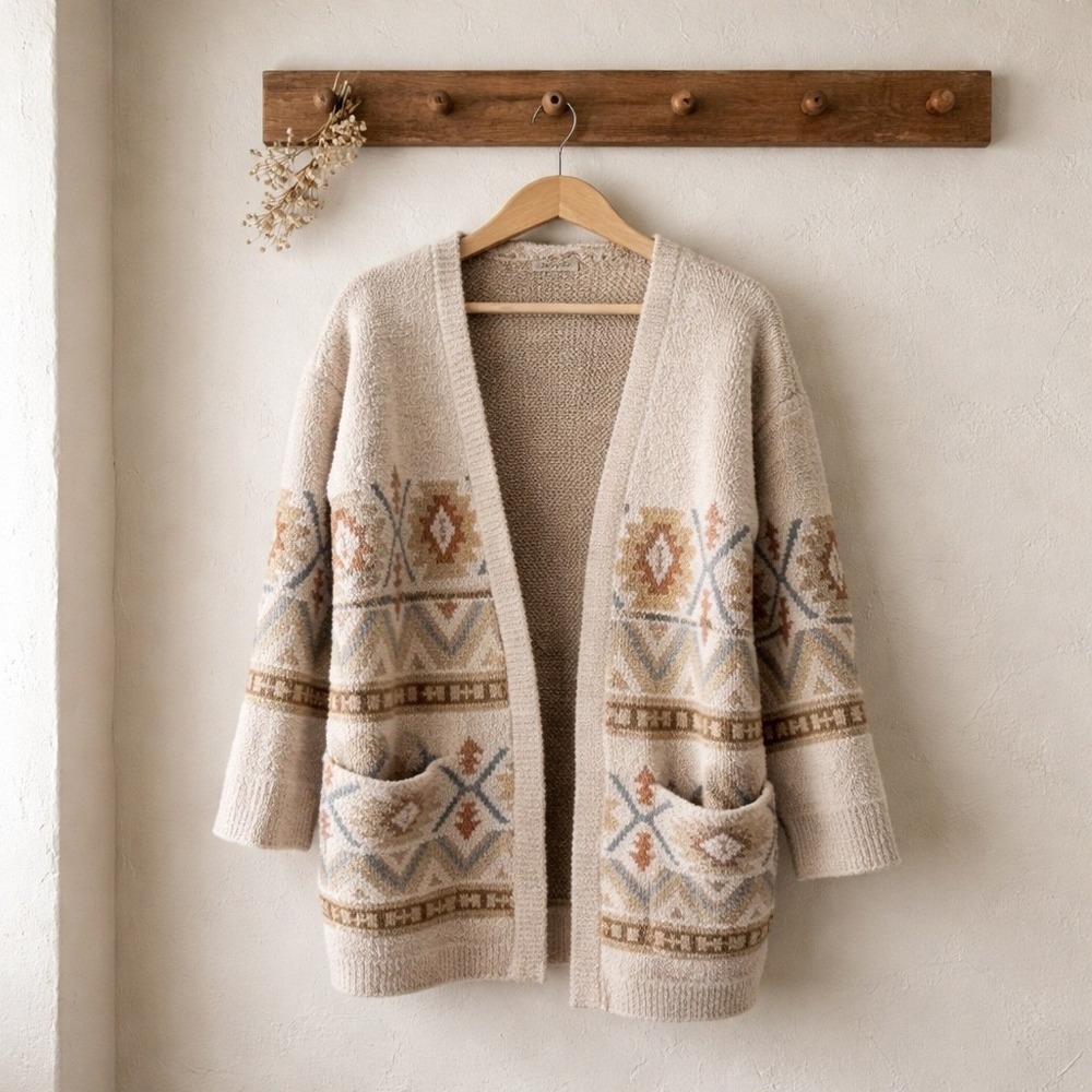 Magnolia Boutique Cardigan Sweater Womens SM Cream Southwestern Boho
